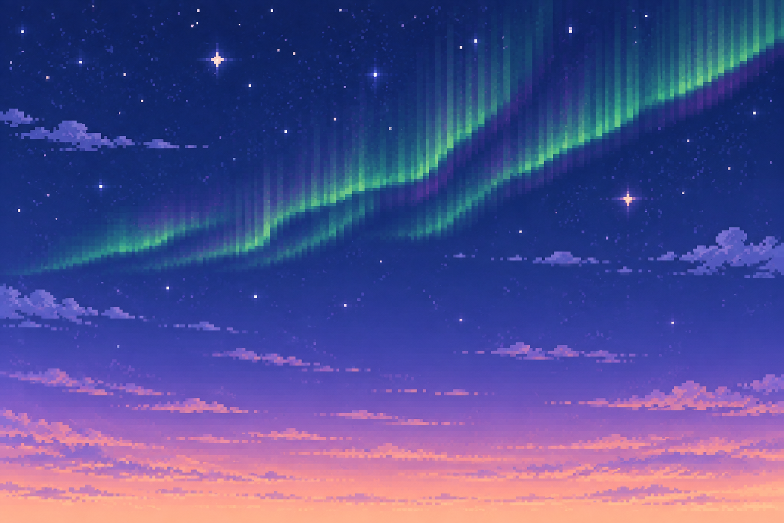 Frostpass’s northern sky glowing with aurora colors