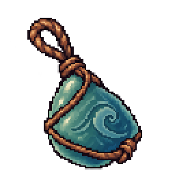 A Riverglass Charm nestled among stones and plants
